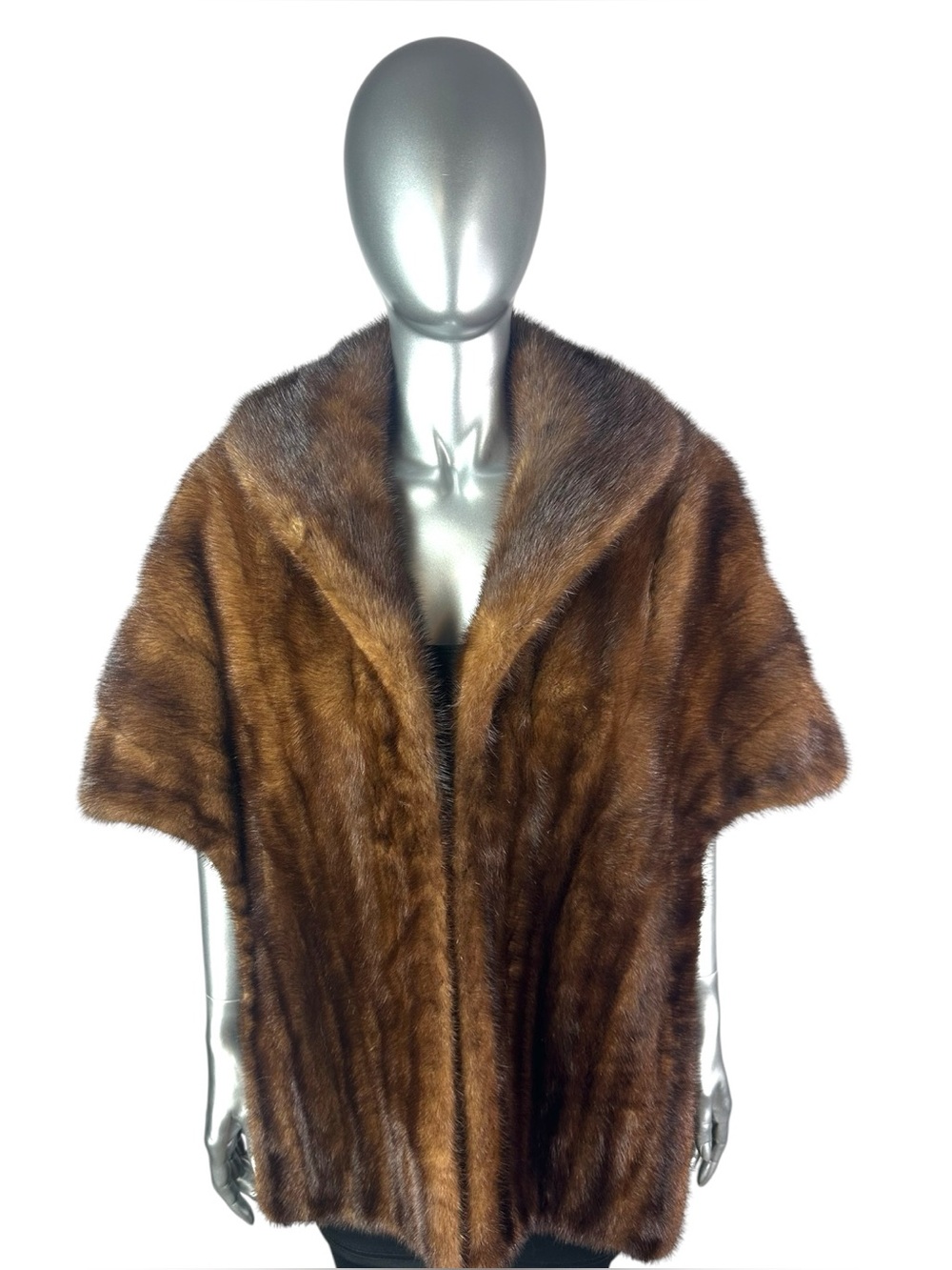 Mahogany MINK Stole w/Long Fronts, Sz M/L, Certified Vintage Fur w/Storage Bag